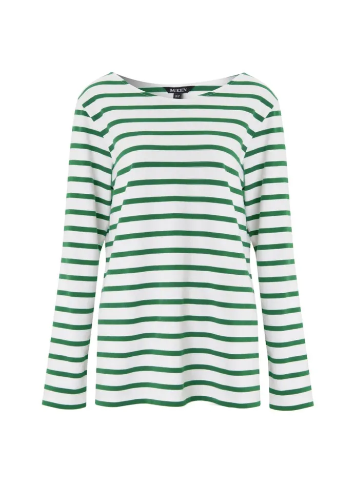 Baukjen Ashley Organic Cotton Top Soft White and Bright Emerald Clothing