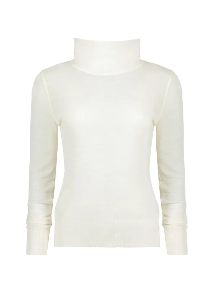 Baukjen Augustina Sheer Wool Blend Top Soft White Clothing