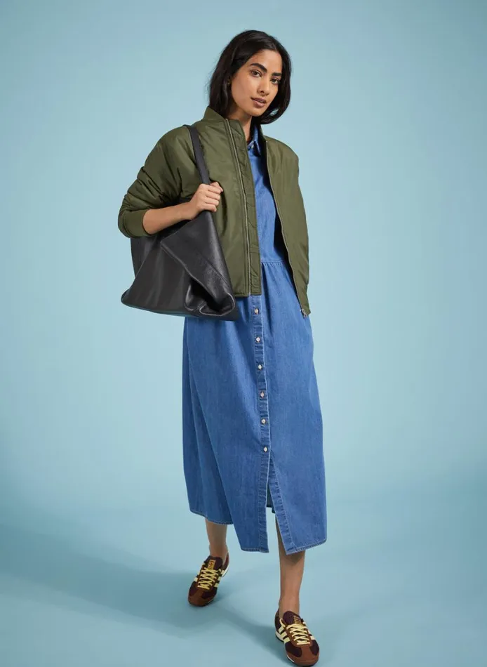 Baukjen Barbara Organic Denim MidiDress Washed Indigo Clothing