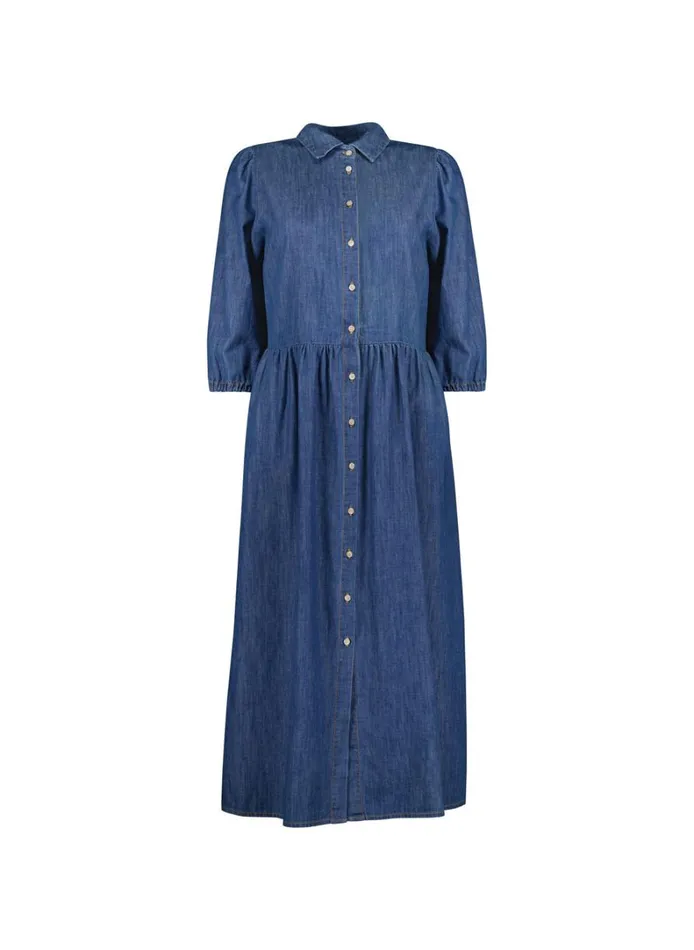 Baukjen Barbara Organic Denim MidiDress Washed Indigo Clothing