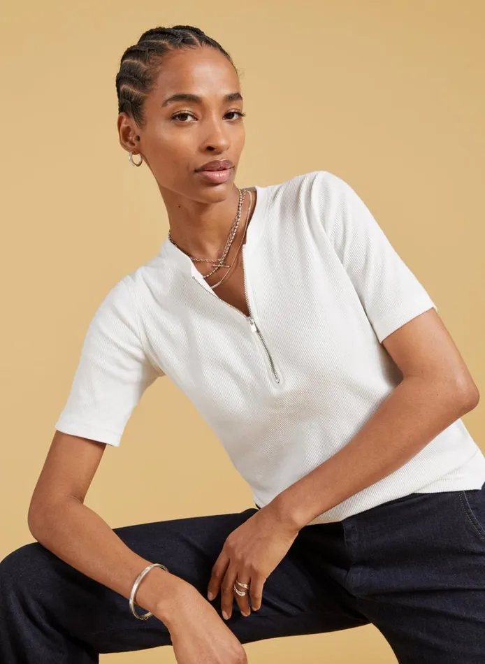 Baukjen Baukjen Essentials Organic Cotton Zip Top Pure White Clothing