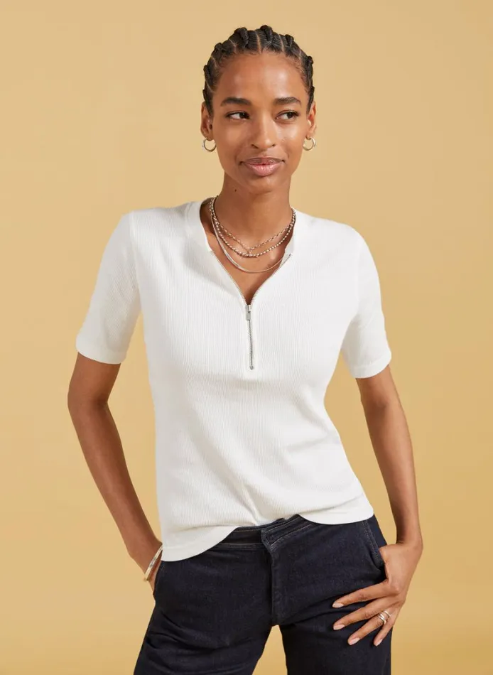 Baukjen Baukjen Essentials Organic Cotton Zip Top Pure White Clothing