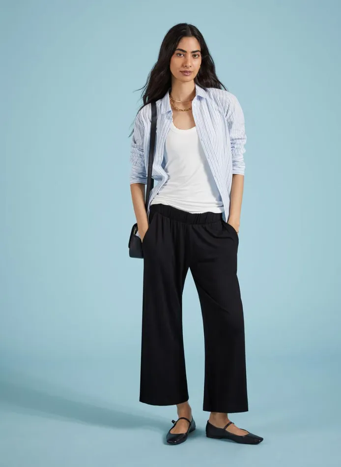 Baukjen Cropped Palazzo Trousers Caviar Black Clothing