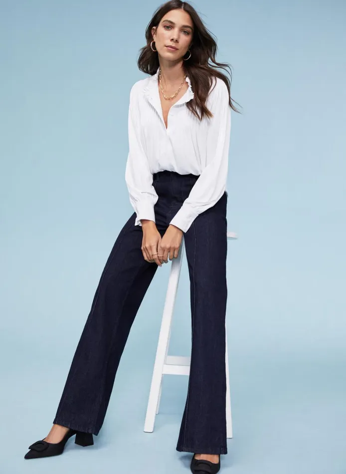 Baukjen ImkenLong Sleeve Blouse Pure White Clothing