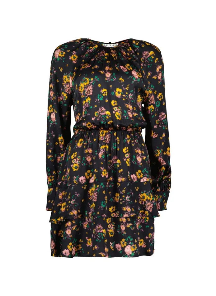 Baukjen IsoldePrinted Mini Dress Black Vintage Floral Clothing
