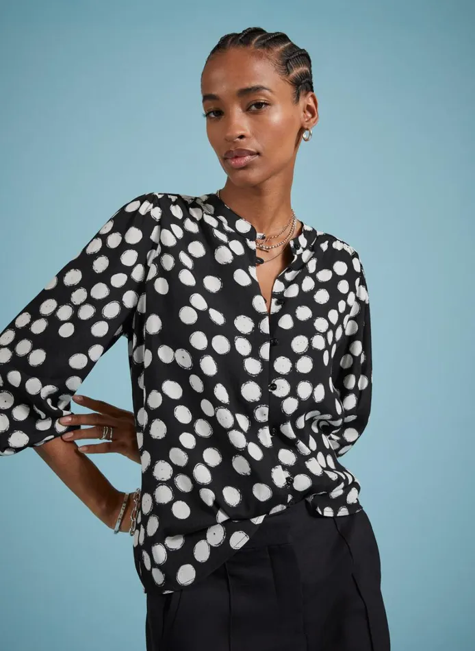 Baukjen Jaqueline Printed Blouse Black Painted Polka Clothing