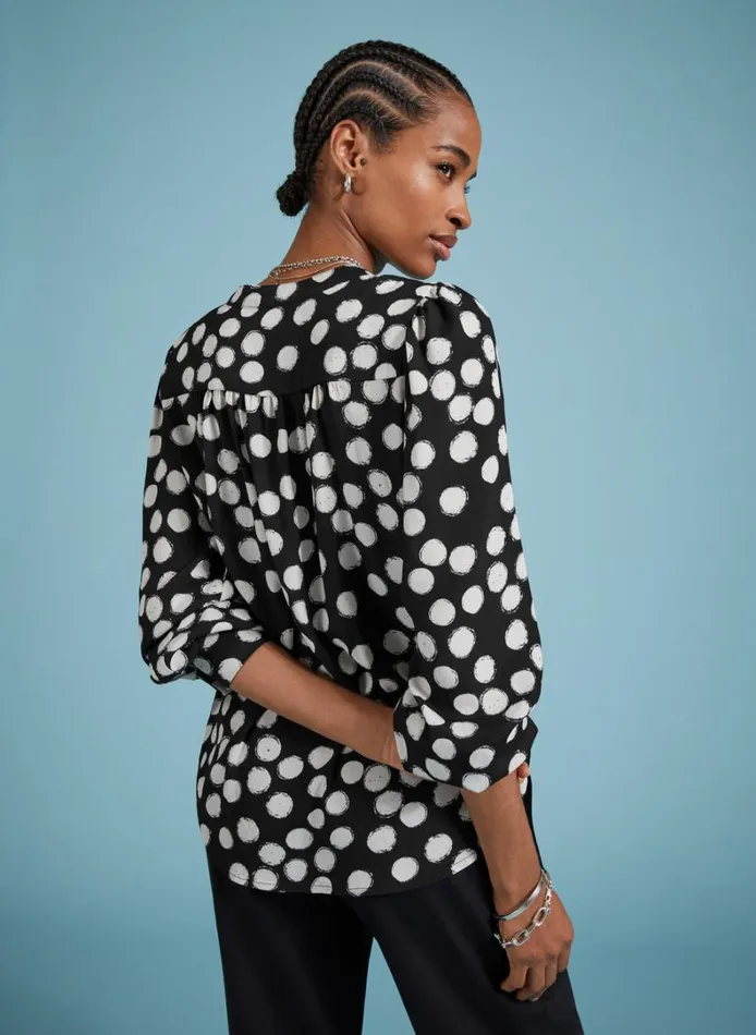 Baukjen Jaqueline Printed Blouse Black Painted Polka Clothing