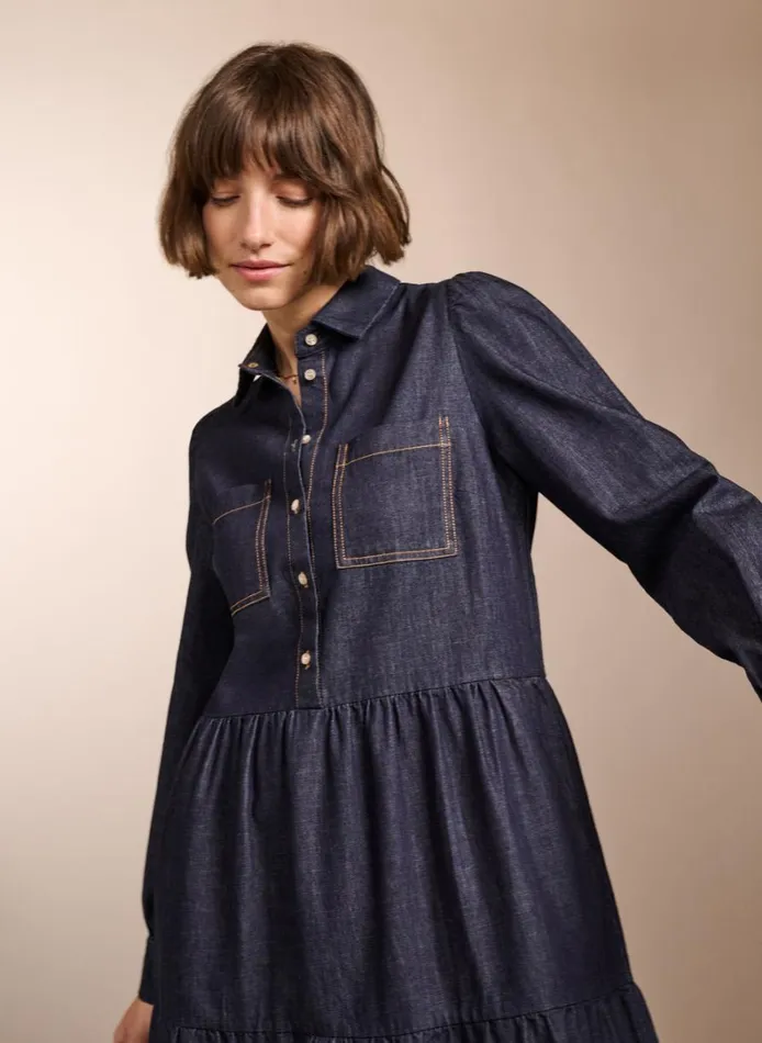 Baukjen Mel Organic Cotton Dress Dark Denim Clothing