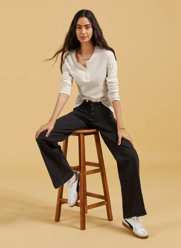 Baukjen Organic Cotton HenleyTop Antique White Clothing