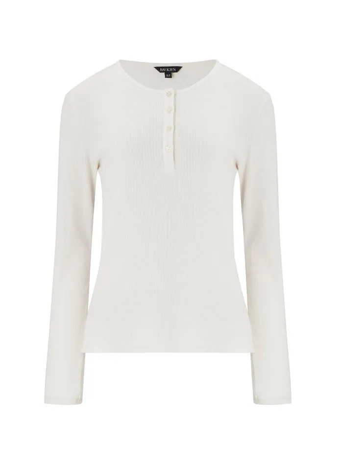 Baukjen Organic Cotton HenleyTop Antique White Clothing