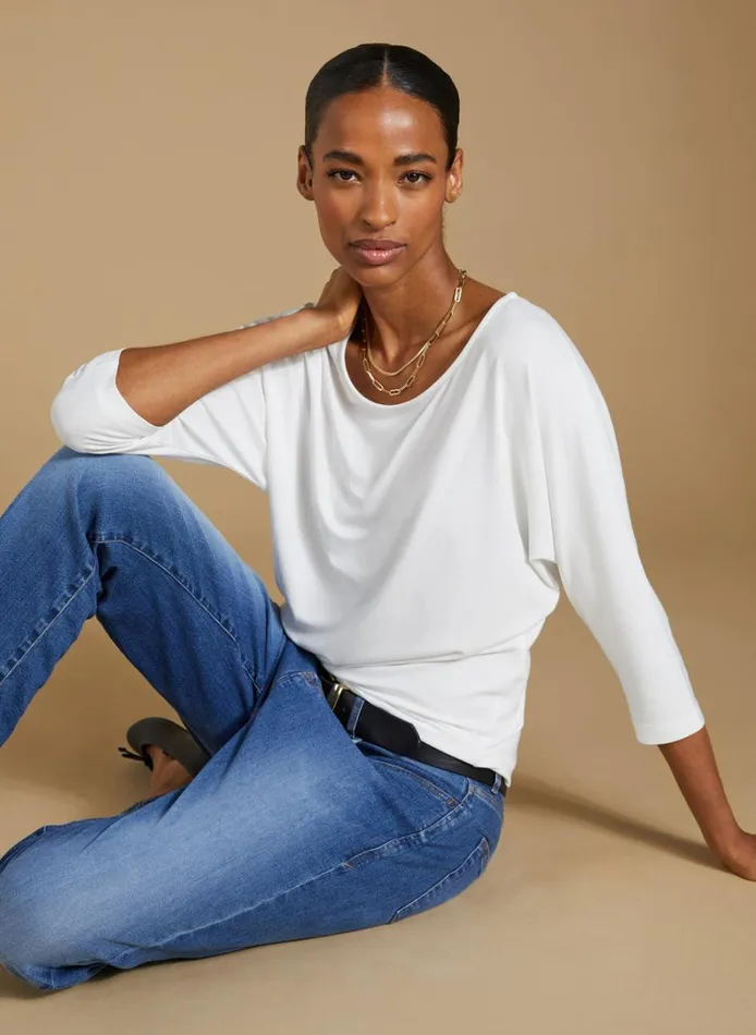 Baukjen Spenser Relaxed Boat Neck Top Pure White Clothing