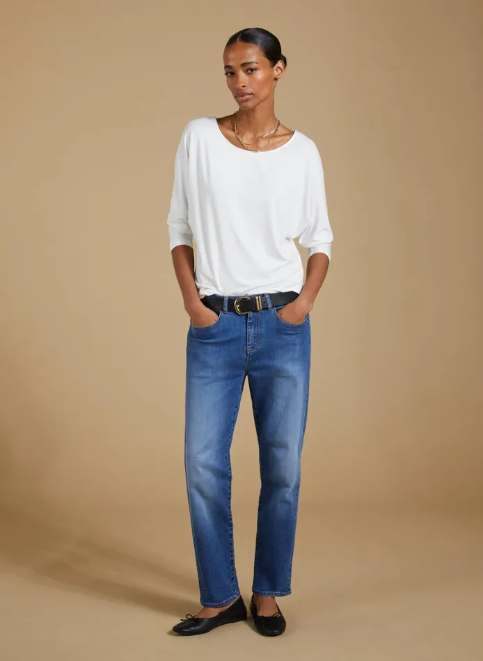Baukjen Spenser Relaxed Boat Neck Top Pure White Clothing