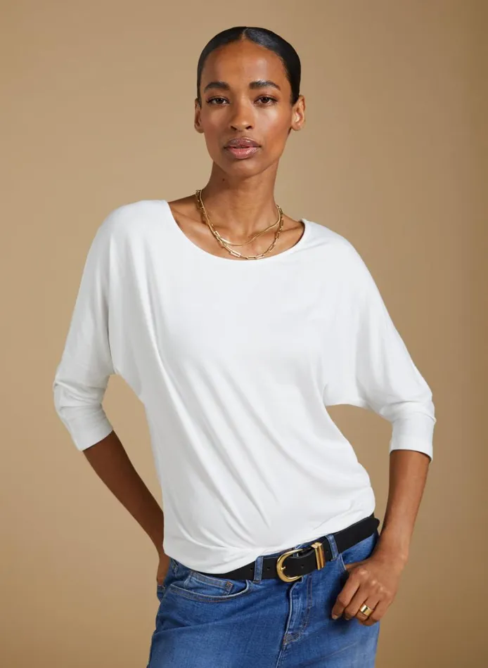 Baukjen Spenser Relaxed Boat Neck Top Pure White Clothing