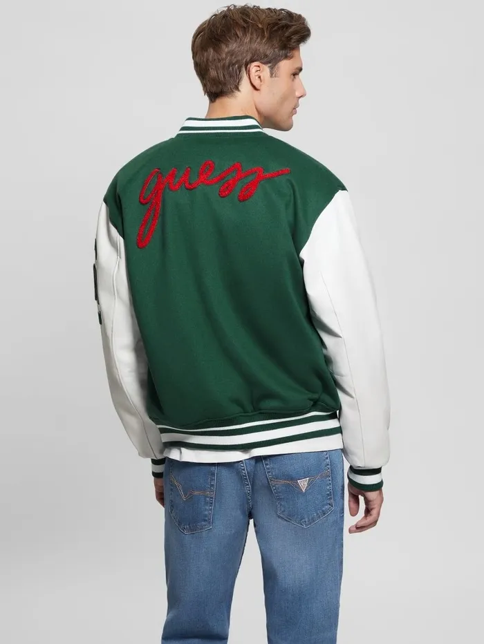 Bear Varsity Jacket Dark Jade Jackets and Coats GUESS Men Bear Varsity Jacket Dark Jade Jackets and Coats GUESS Men