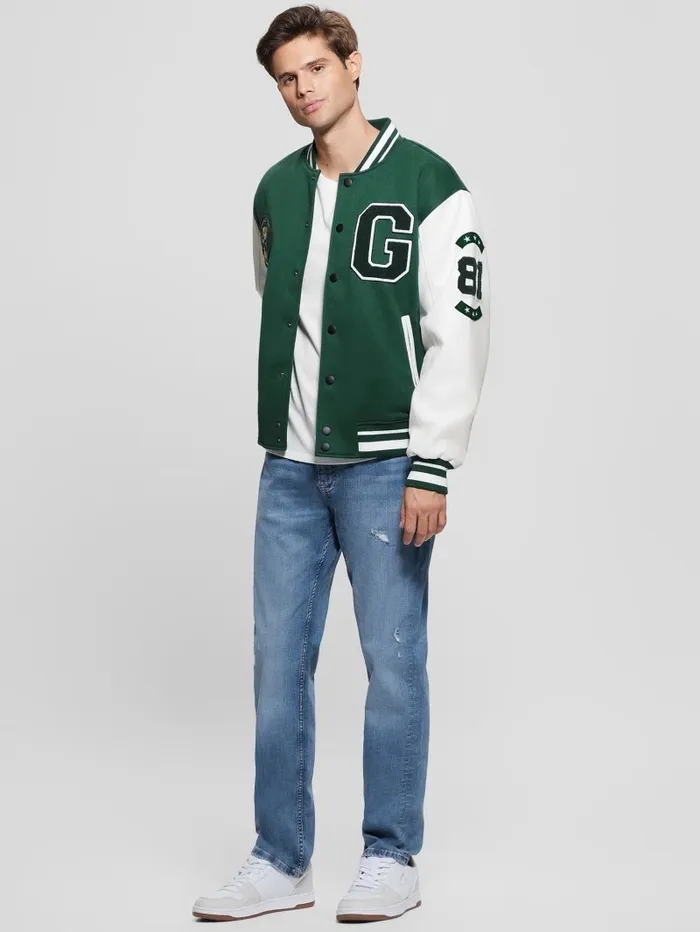 Bear Varsity Jacket Dark Jade Jackets and Coats GUESS Men Bear Varsity Jacket Dark Jade Jackets and Coats GUESS Men