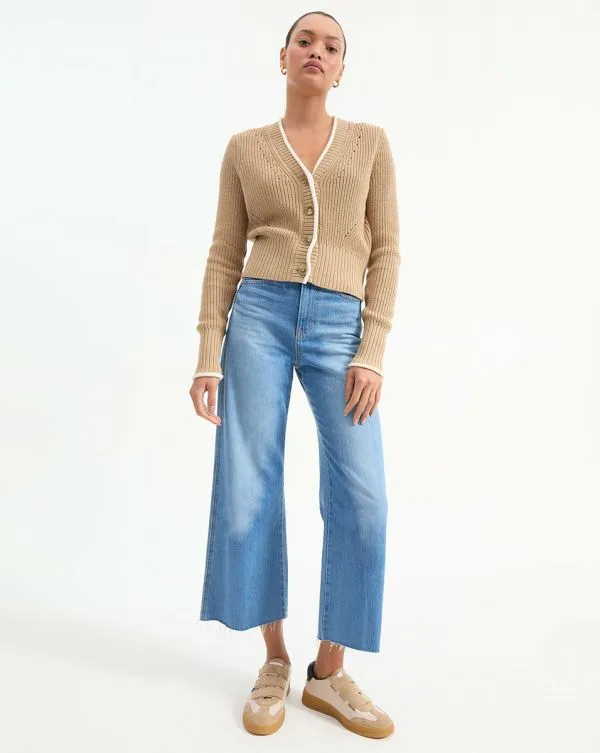 Beatrice Cotton Cardigan Stone Khaki Women Veronica Beard Sweaters Beatrice Cotton Cardigan Stone Khaki Women Veronica Beard Sweaters