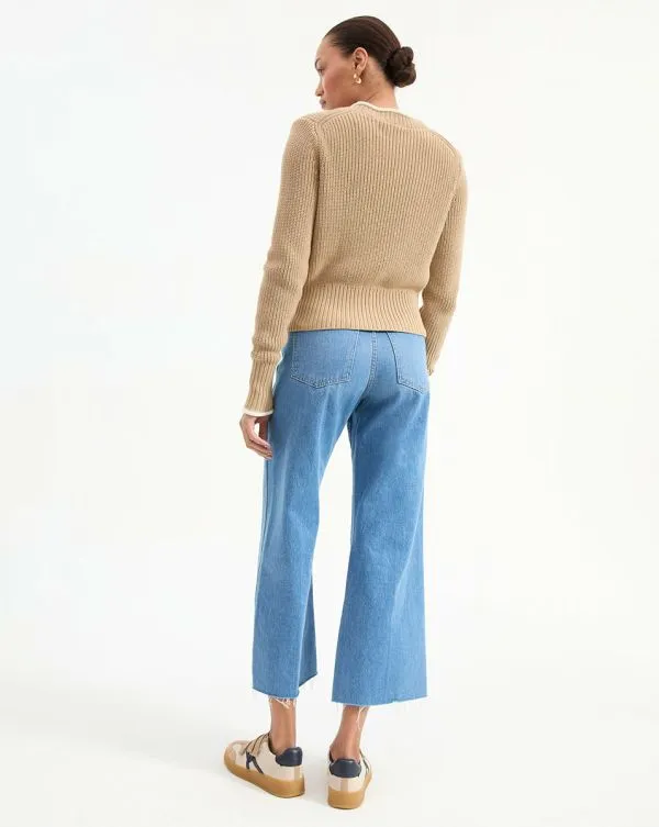 Beatrice Cotton Cardigan Stone Khaki Women Veronica Beard Sweaters Beatrice Cotton Cardigan Stone Khaki Women Veronica Beard Sweaters