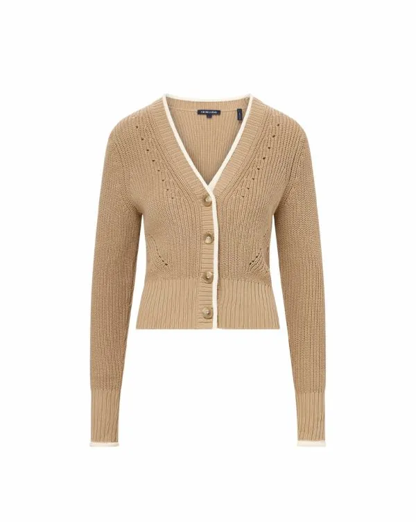 Beatrice Cotton Cardigan Stone Khaki Women Veronica Beard Sweaters Beatrice Cotton Cardigan Stone Khaki Women Veronica Beard Sweaters