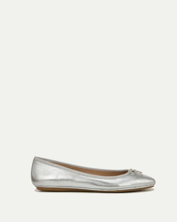 Beatrix Metallic Ballet Flat Silver Women Veronica Beard Shoes