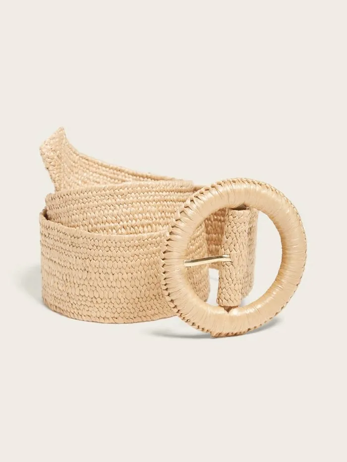 Belts GUESS Women Raffia Straw Waist Belt White