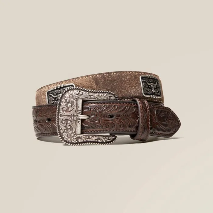 Belts Men Ariat Steer Head Concho Belt Brown