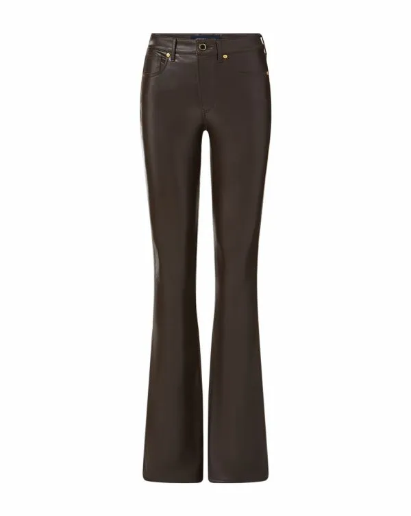 Beverly Vegan Leather SkinnyFlare Pant Dark Chocolate Women Veronica Beard Jeans
