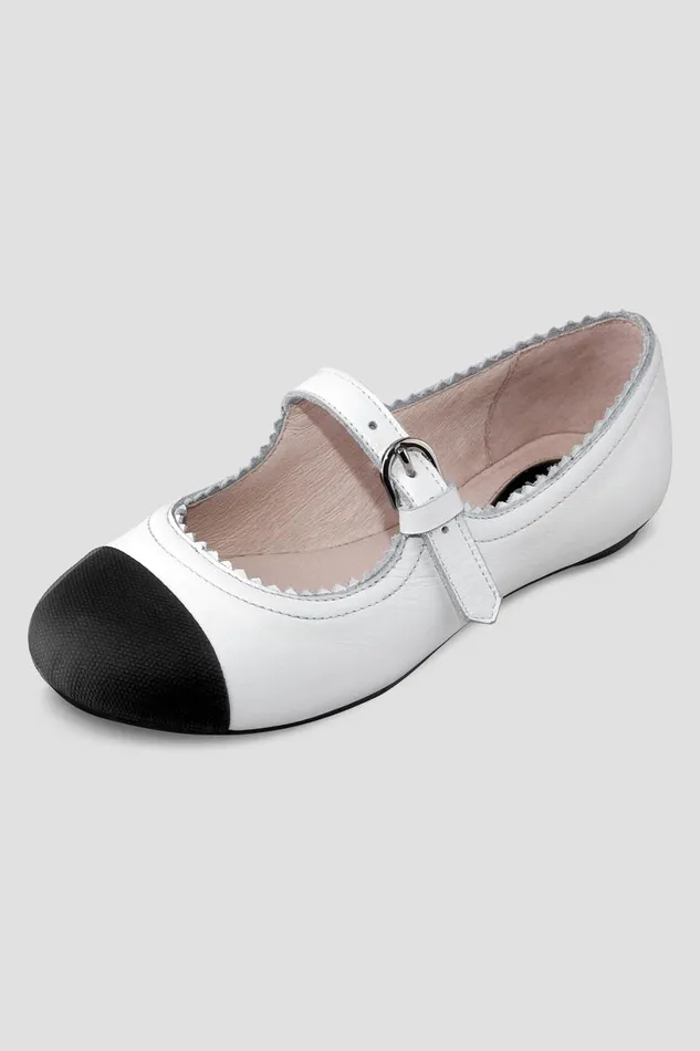 Bloch Ballet Flats Children Girls Cassiopeia Ballet Flats White Black Leather