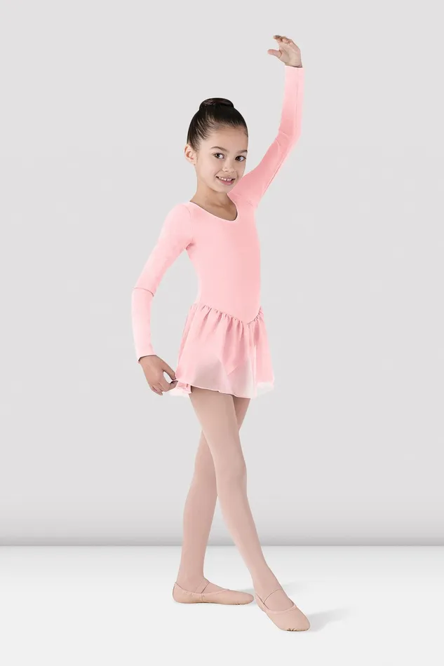 Bloch Girls Long Sleeve Skirted Leotard Light Pink Children Basics