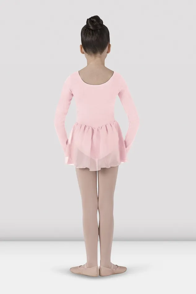 Bloch Girls Long Sleeve Skirted Leotard Light Pink Children Basics