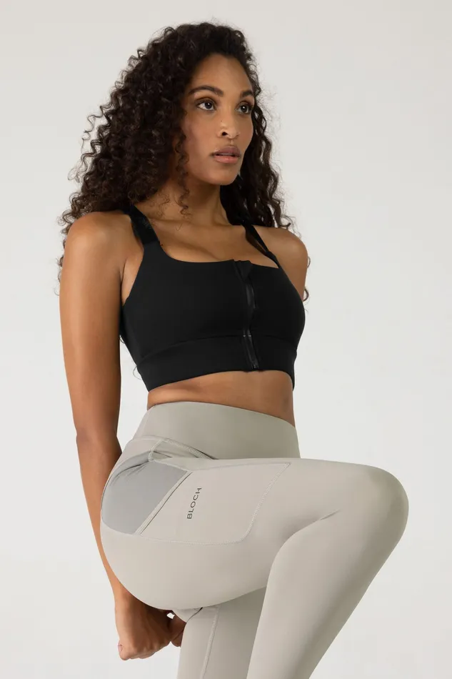 Bloch Revive Zip Crop Graphite Tops Bloch Adult