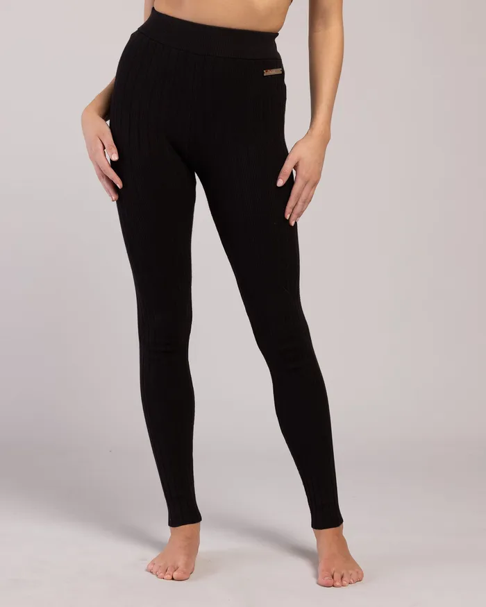 Bloch Rib Lounge Full Length Legging Black Rib Adult Leggings