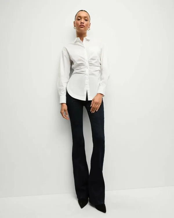 Bosco Ruched Shirt White Women Veronica Beard Tops Bosco Ruched Shirt White Women Veronica Beard Tops