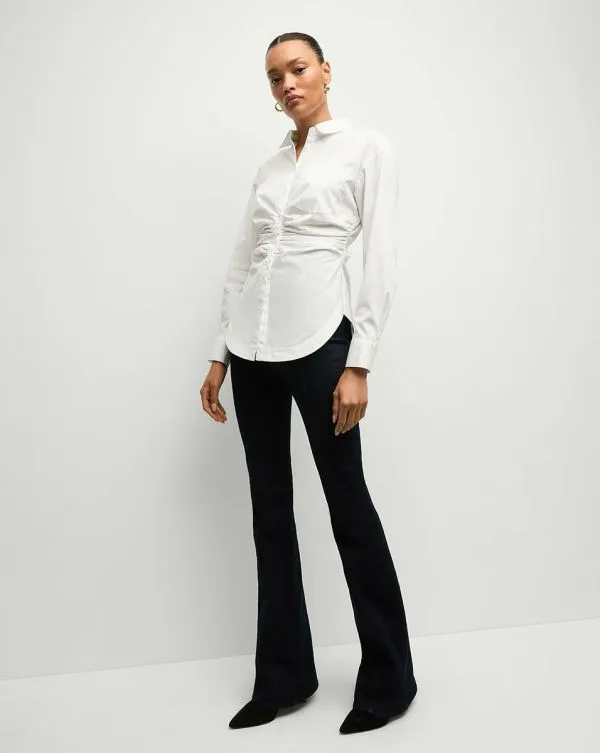 Bosco Ruched Shirt White Women Veronica Beard Tops Bosco Ruched Shirt White Women Veronica Beard Tops