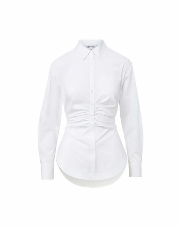 Bosco Ruched Shirt White Women Veronica Beard Tops Bosco Ruched Shirt White Women Veronica Beard Tops
