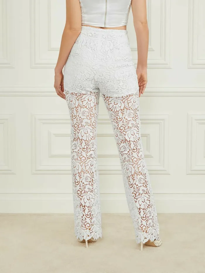 Bottoms GUESS Women Primrose Lace Pant Pale Pearl
