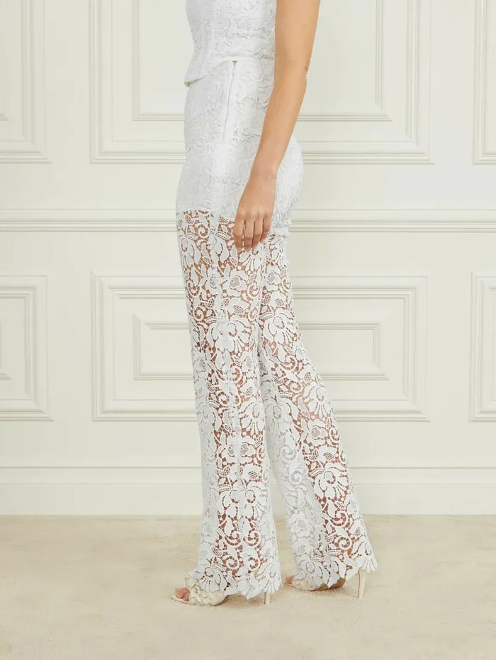 Bottoms GUESS Women Primrose Lace Pant Pale Pearl