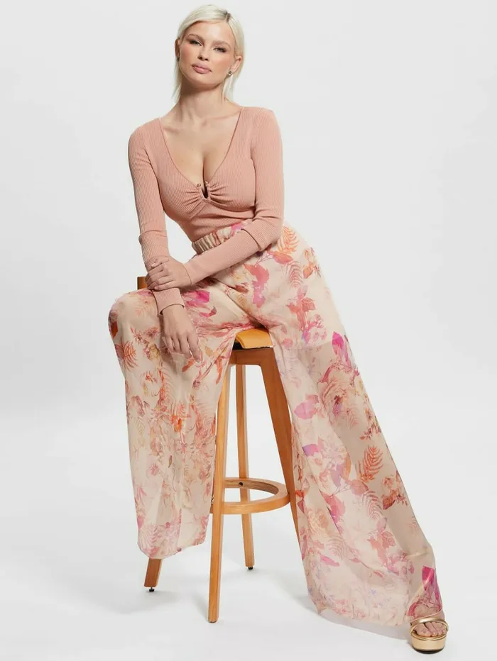 Bottoms Roxan Wide Leg Pants Reclaimed Romance GUESS Women