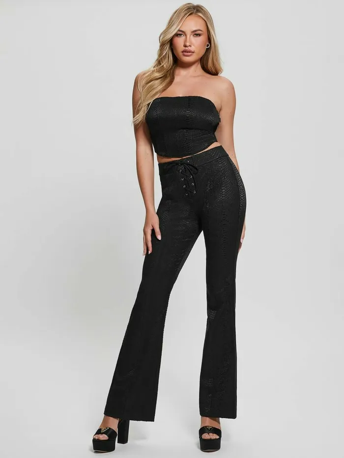 Bottoms Women GUESS Kiersten LaceUp Pants Black