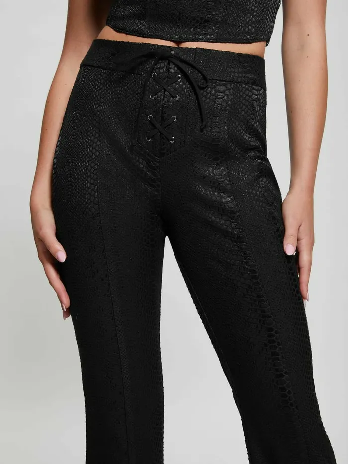 Bottoms Women GUESS Kiersten LaceUp Pants Black