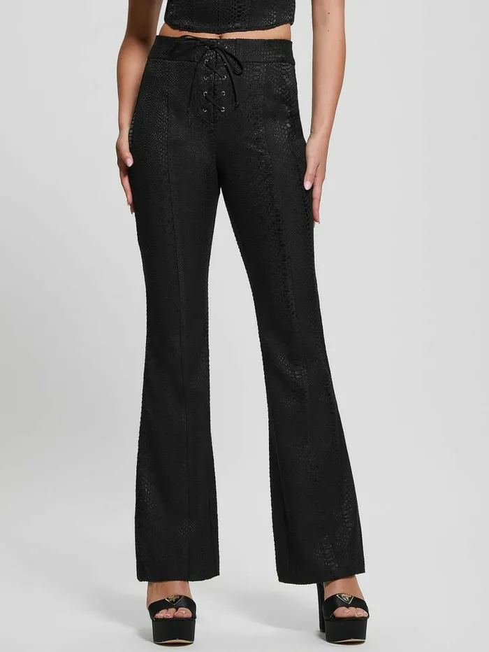 Bottoms Women GUESS Kiersten LaceUp Pants Black