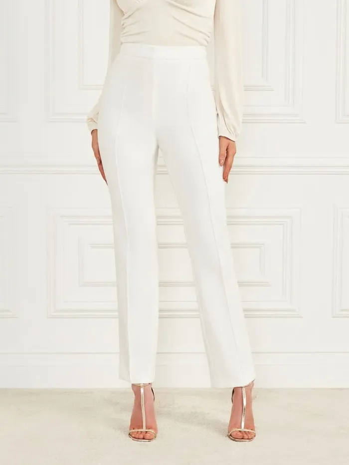 Bottoms Women Logan Straight Leg Pant Pale Pearl GUESS