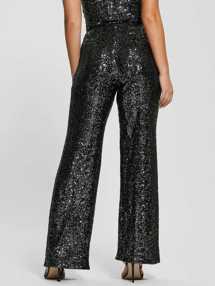 Bottoms Women Sereh WideLeg Sequin Pants Asphalt Grey Multi GUESS Bottoms Women Sereh WideLeg Sequin Pants Asphalt Grey Multi GUESS