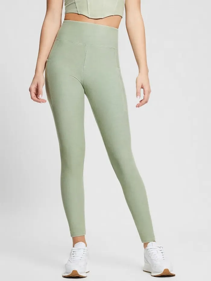 Bottoms Women Washed Active Legging Colored Green Multi GUESS