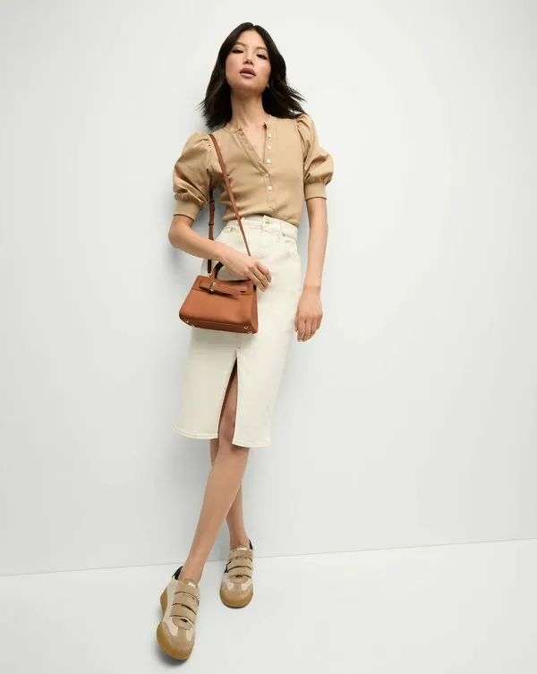 Breves Denim Skirt Ecru Women Veronica Beard Skirts and Shorts