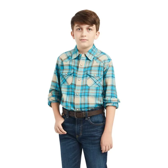 Button Down Shirts Kids Ariat Handley Retro Fit Shirt Sylvan Teal