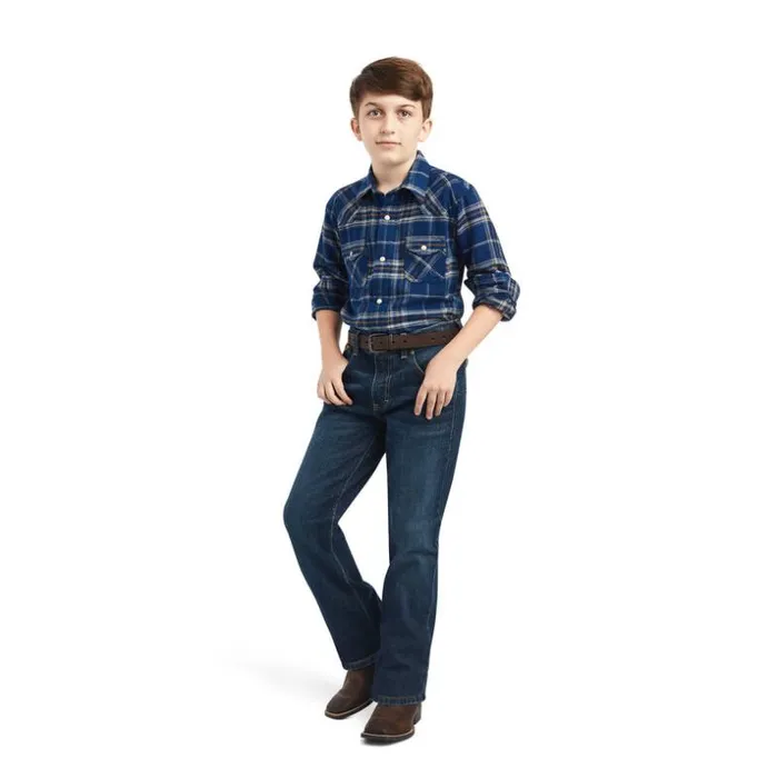Button Down Shirts Kids Ariat Holcombe Retro Fit Shirt Estate Blue