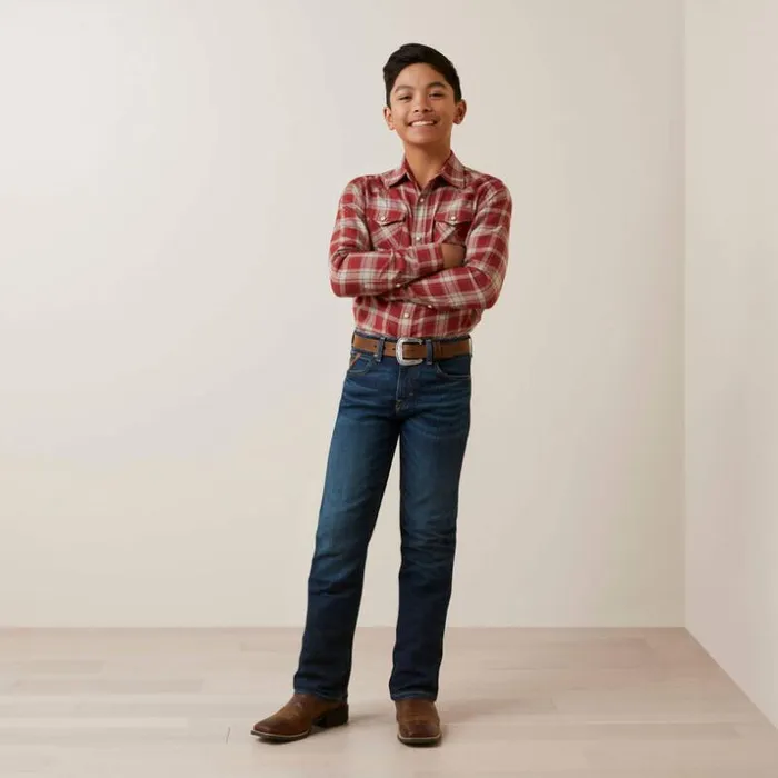 Button Down Shirts Kids Ariat Holton Retro Fit Shirt Rosewood