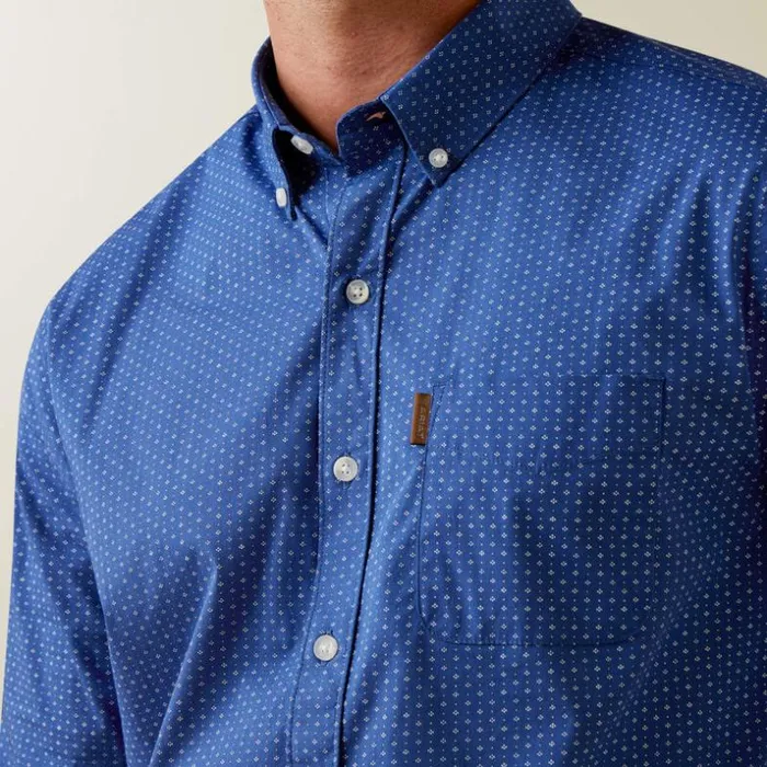 Button Down Shirts Men Ariat Ditsy Stretch Modern Fit Shirt Blue Button Down Shirts Men Ariat Ditsy Stretch Modern Fit Shirt Blue