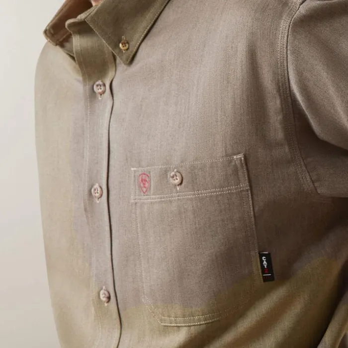 Button Down Shirts Men Ariat FR Air Inherent Work Shirt Khaki Heather Button Down Shirts Men Ariat FR Air Inherent Work Shirt Khaki Heather