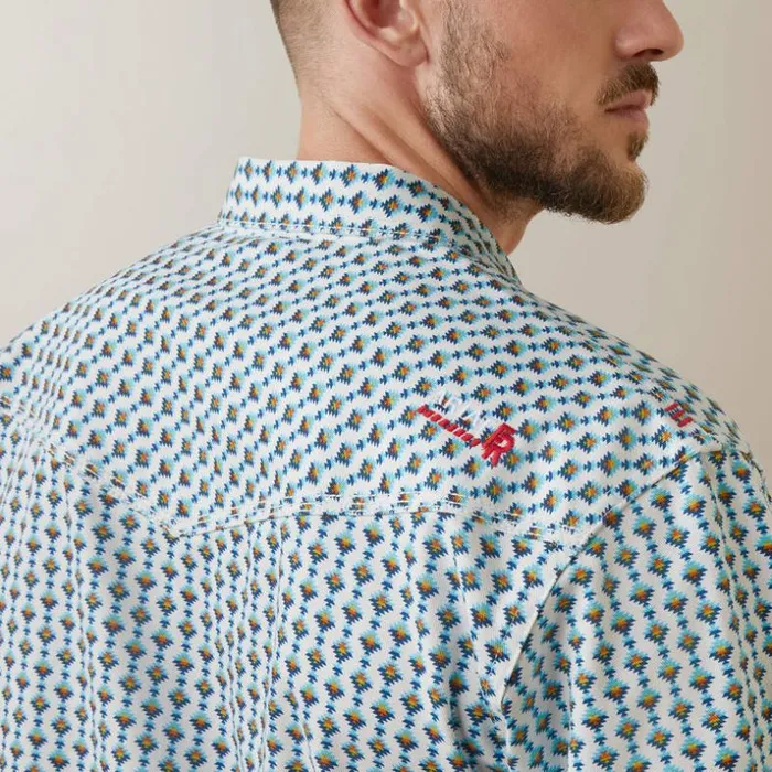 Button Down Shirts Men Ariat FR Dillinger Retro Fit Snap Work Shirt Bachelor Button Print Button Down Shirts Men Ariat FR Dillinger Retro Fit Snap Work Shirt Bachelor Button Print